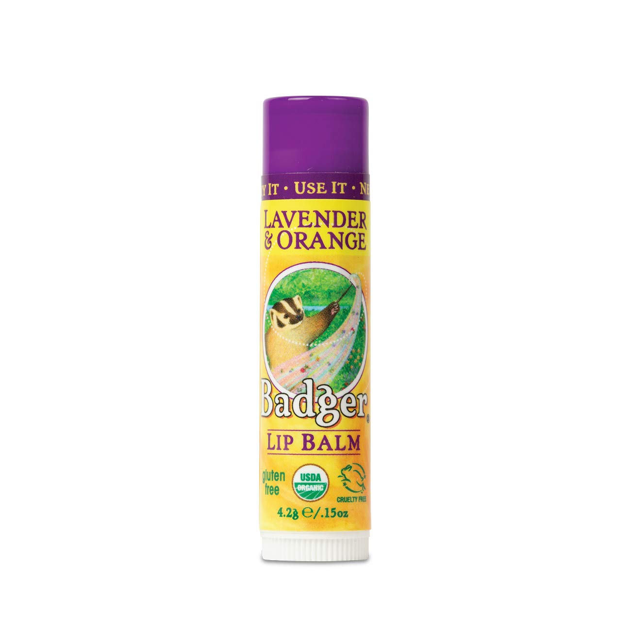 Badger - Classic Lip Balm, Lavender & Orange, Made with Organic Olive Oil, Beeswax & Rosemary, Certified Organic, Moisturizing L