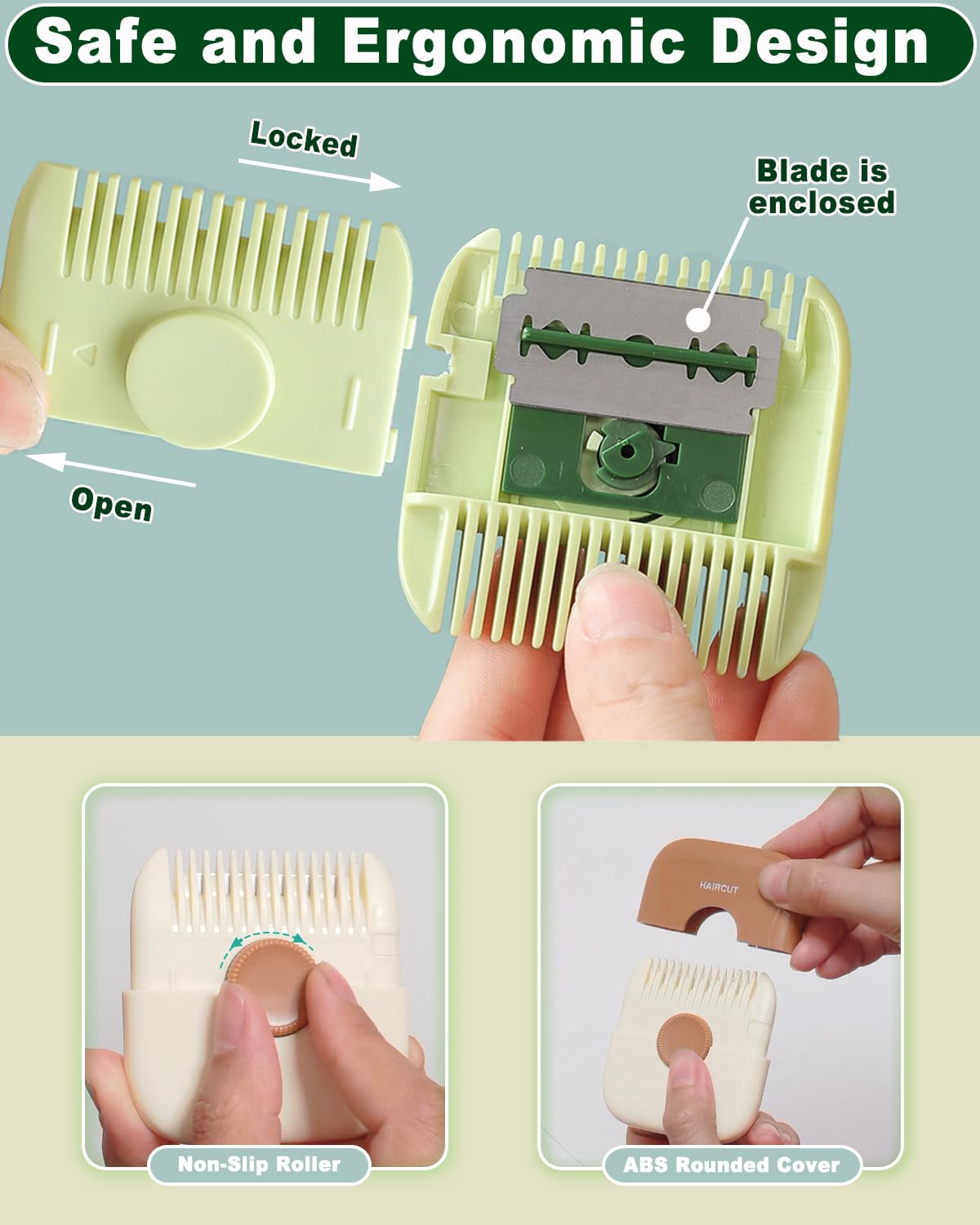 AWINGGILA 2 in 1 Hair Trimmer Comb - Manual Bangs Razor Cutter, 1 Pack, Orange, ACGN-8, Durable ABS Material