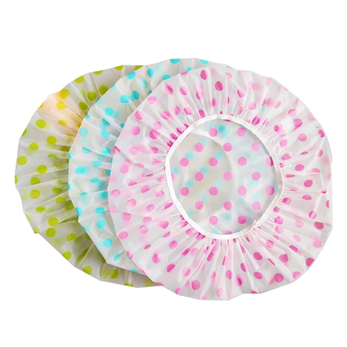 Tcotbe 6 Pieces Waterproof Eva Plastic Shower Cap,Elastic Reusable Bathing Cap,Beauty Salon Spa Lace Elastic Band Flower Printed