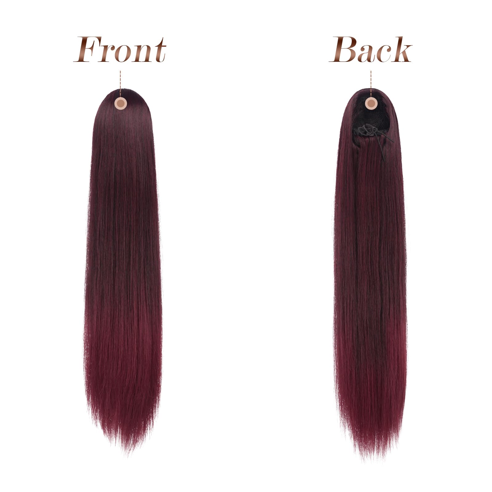 Feshfen Straight Ponytail Extensions Long Drawstring Pony Tails Natural Synthetic Hairpiece Clip In Ponytails Hairpieces For Wom