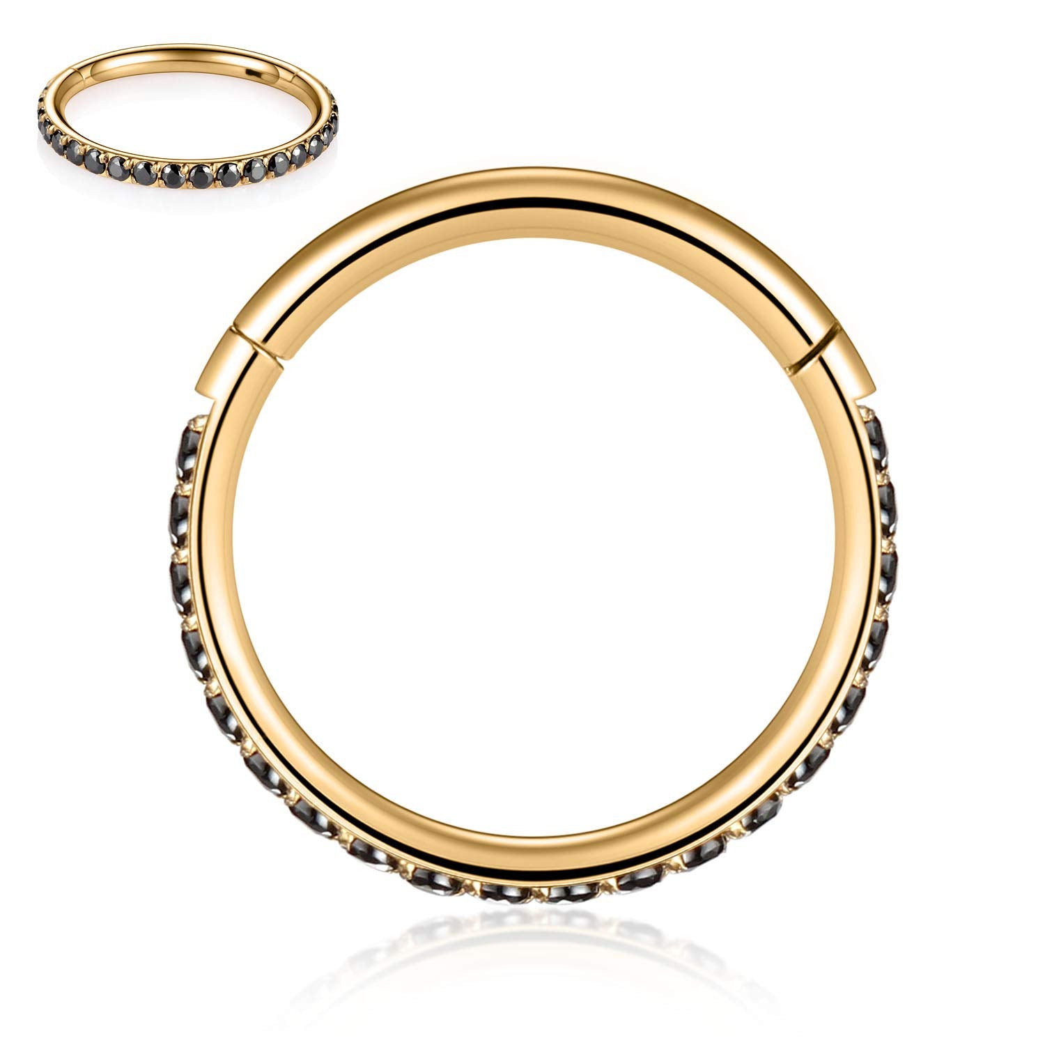 FUNLMO 16g Nose Ring Gold Hoop Earrings Nose Hoops Septum Jewelry Seamless Septum Clicker 8mm Septum Ring Cartilage Helix Daith 