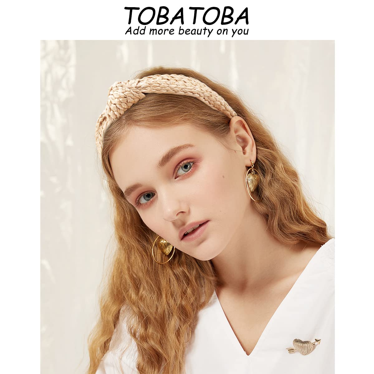 Tobatoba Straw Headband For Women, 3Pcs Top Knot Headband, Summer Beach Headbands, Raffia / Rattan Headband, Boho Woven Headband