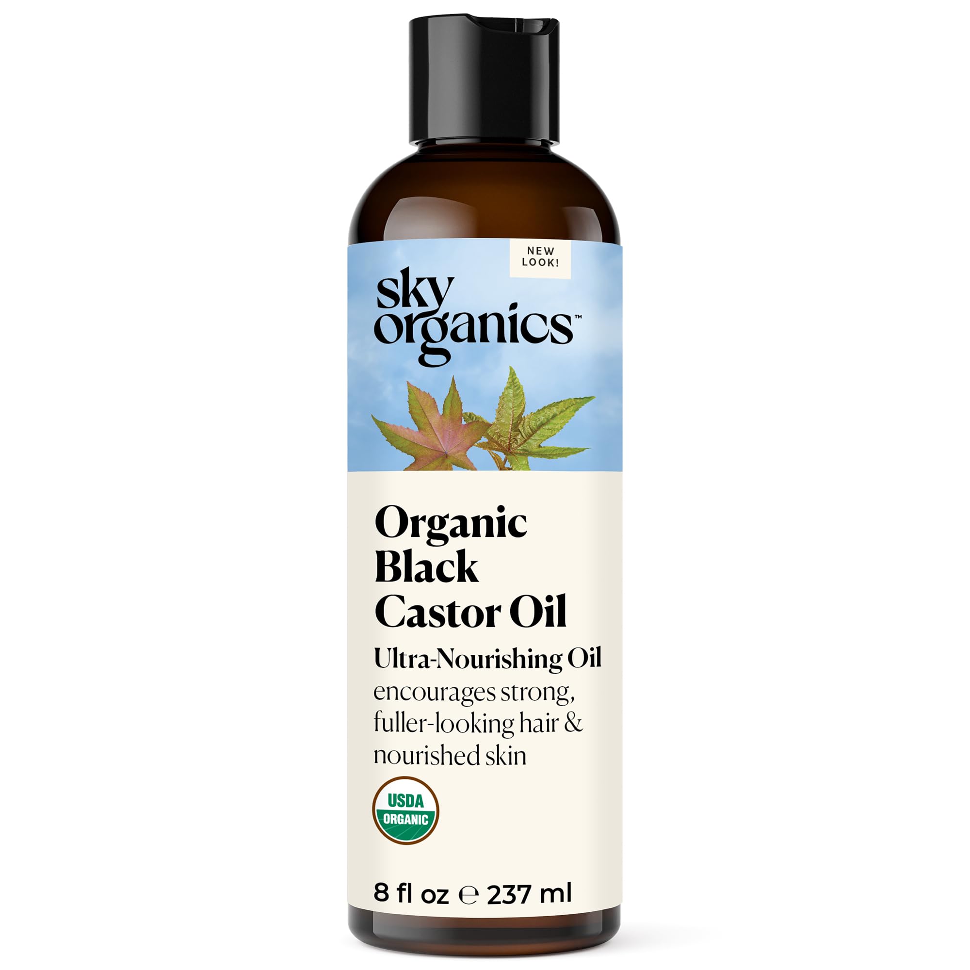 Sky Organics Organic Black Castor Oil for Hair & Skin, 100% Pure & ColdPressed USDA Certified Organic to Moisturize, Nourish & 