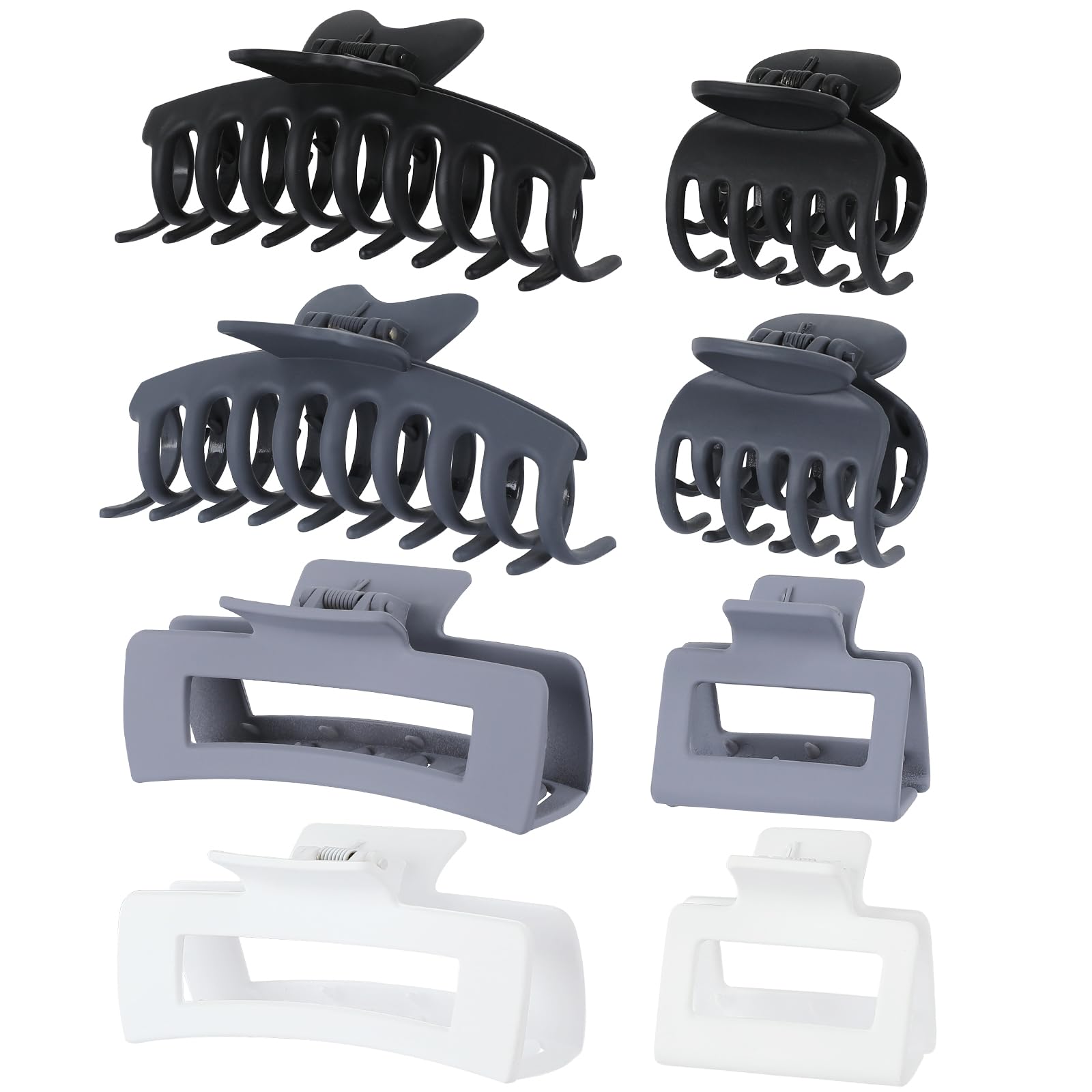 Sisiaipu 8 Pcs Large Claw Clips for Thick Hair, Medium Claw Clips, Small Clips for Thin Hair, Rectangle Square Butterfly Clips f