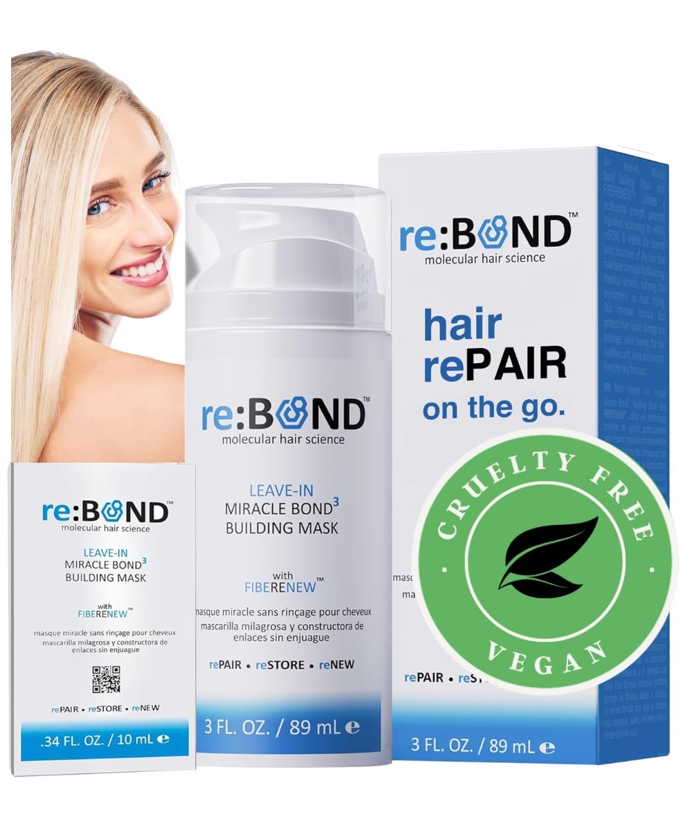 reBOND Leave-in Miracle Bond Building Hair Mask- 4 minute Repair Treatment Deep Conditioning for Bleached, Damaged, Dry, Colored