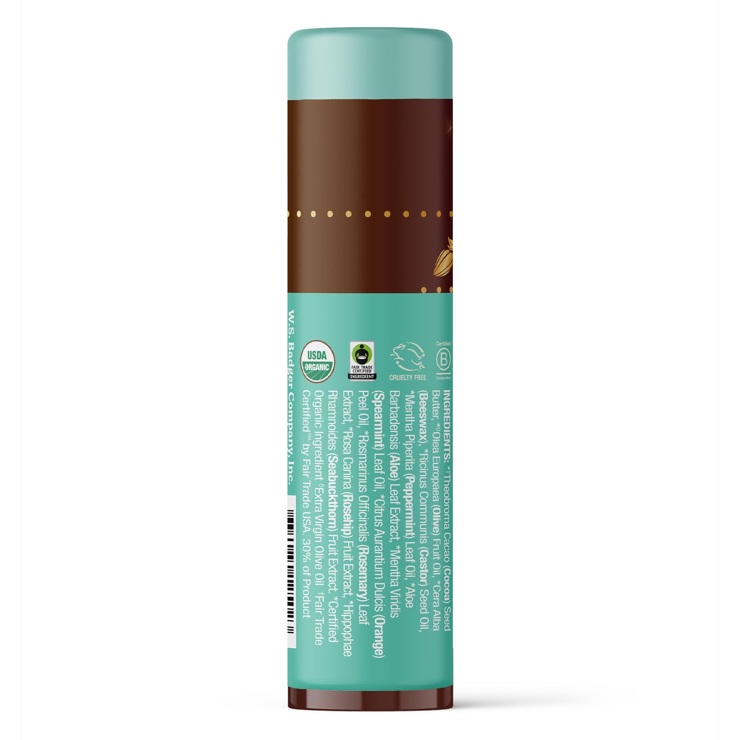 Badger - Cocoa Butter Lip Balm, Cool Mint, Certified Organic Lip Balm, Fair Trade, Lip Butter, Lip Balm Cocoa Butter, Cocoa Care