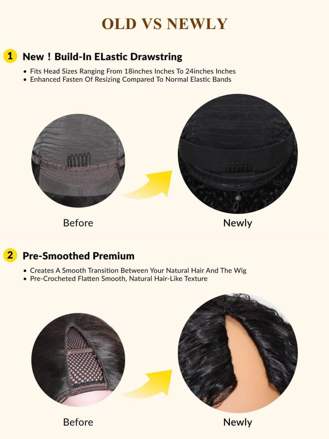 Nadula Easicontour V Part Kinky Curly Wigs Human Hair No Leave Out Clip In V-Part Wig,10A Glueless Upgrade U Part Human Hair Wig