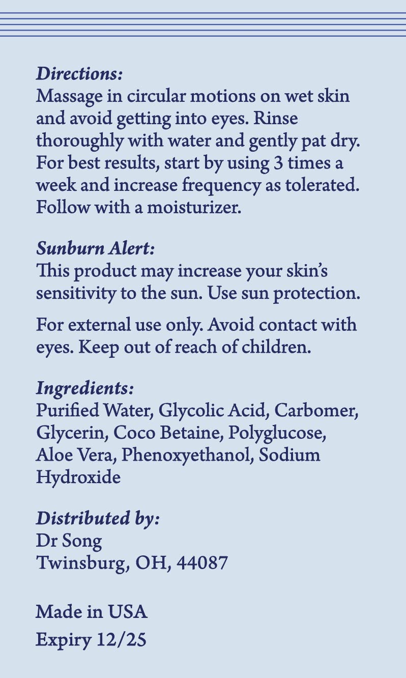 Korean Skin Care - Dr Song Glycolic Acid Face Wash - Exfoliating Face Wash With 10% Glycolic Acid, Aha For Anti Aging, Acne And