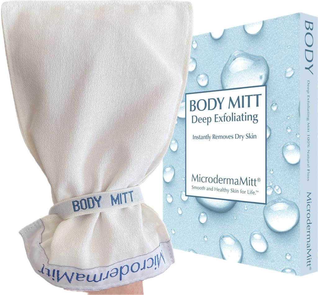 Microdermamitt Deep Exfoliating Mitt For Shower - Dead Skin Remover & Exfoliator Body Scrubber - Keratosis Pilaris - Premium Qua