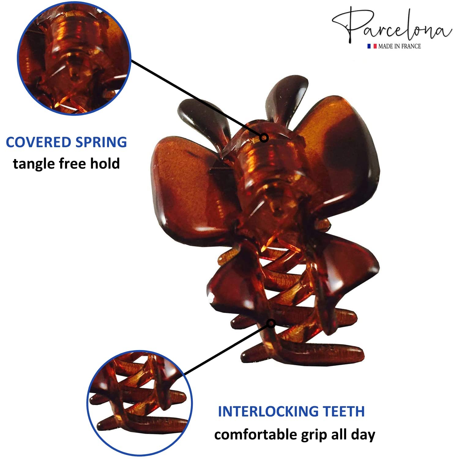 Parcelona French Classic Very Small 1 1/2'' Claw Clips with Tight Spring Set of 3 Girls Hair Jaw Claw Clips Durable Styling Wome