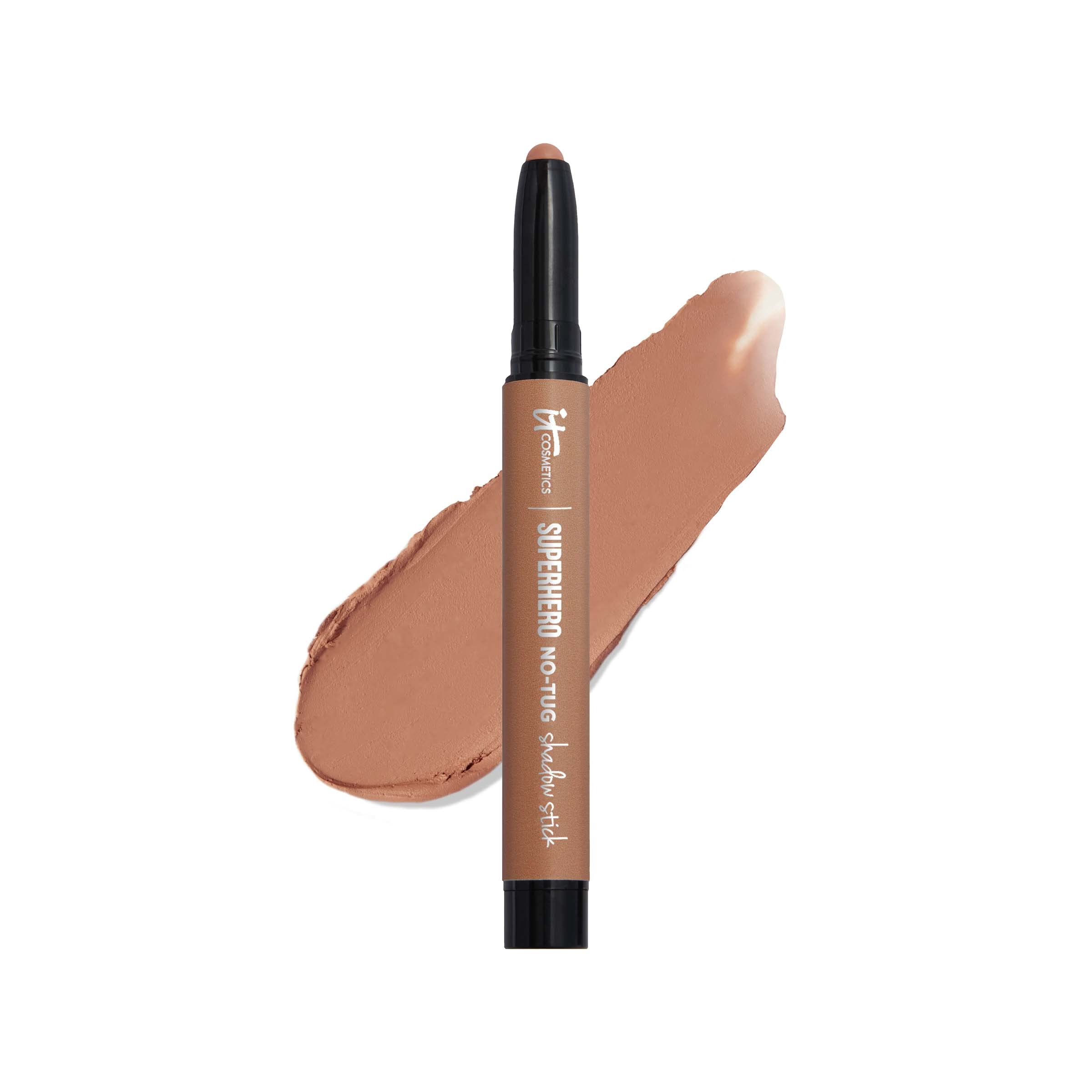 It Cosmetics Superhero No-Tug Waterproof Eyeshadow Stick, Tough Tan - Warm Matte Medium Tan - Longwear, Blendable Cream Eyeshado