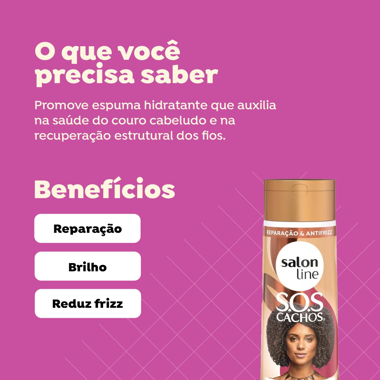 Linha Tratamento (SOS Cachos) Salon Line - Shampoo Ricino e Queratina - Reparacao Extrema 5 em 1-300 Ml - (SOS Curls - 5 in 1 Ex