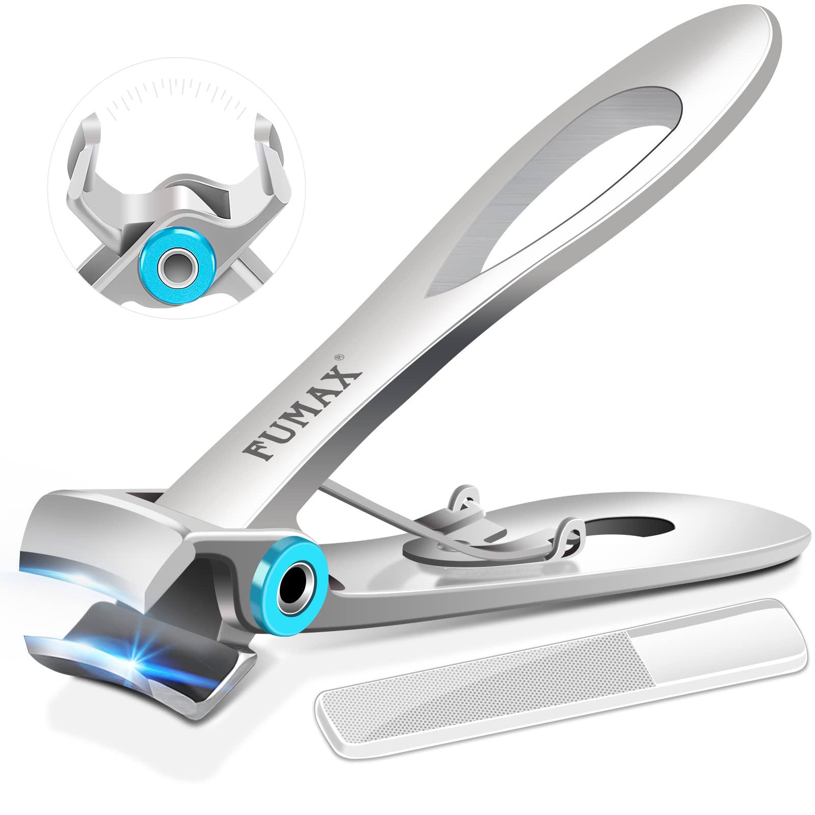 FUMAX Toenail Clippers for Seniors Thick Toenails, Heavy Duty Nail Clippers 15mm Wide Jaw Opening, Large Toe Nail Clippers with 