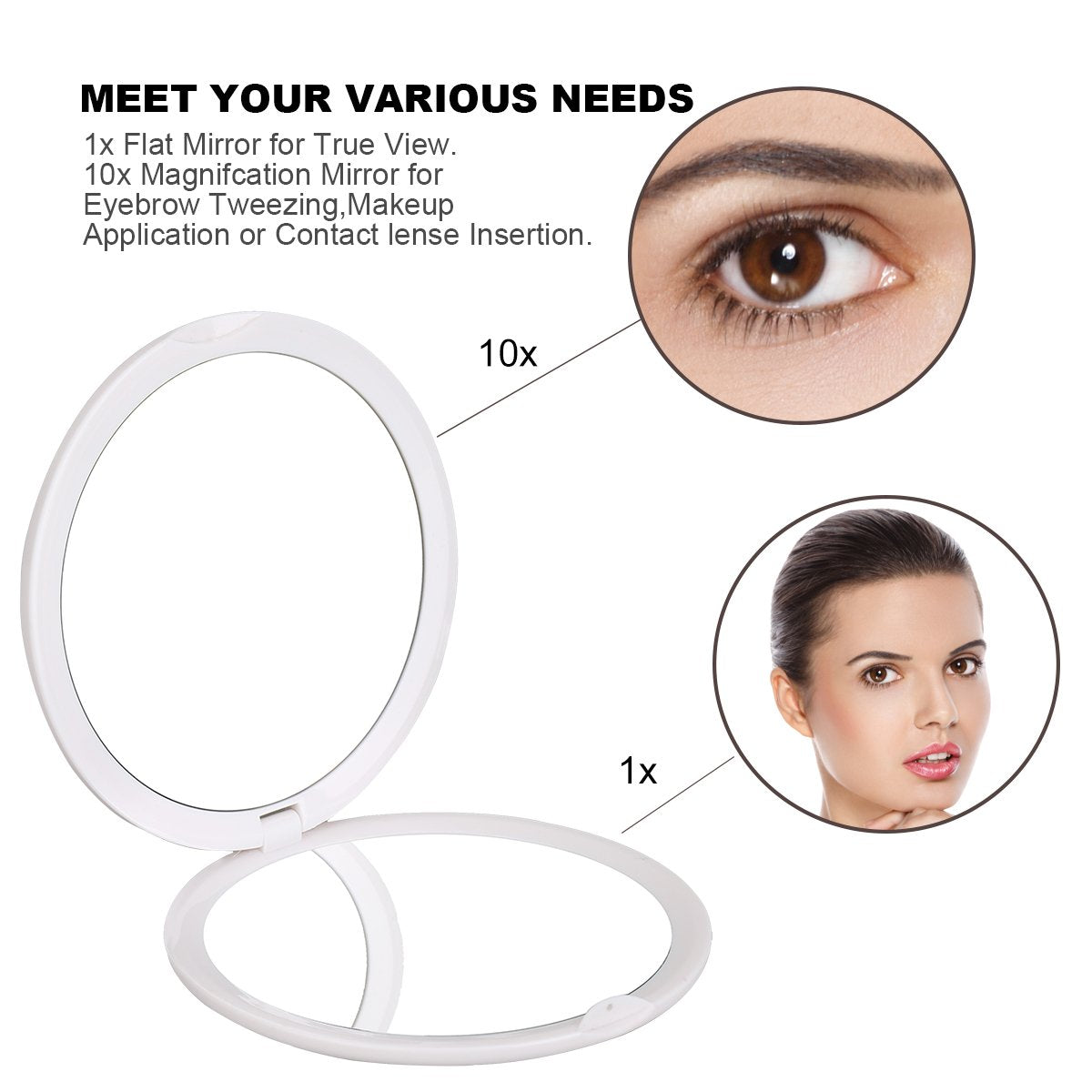 Deweisn Magnifying Compact Cosmetic Mirror Elegant Compact Pocket Makeup Mirror, Handheld Travel Makeup Mirror With Powerful 10X