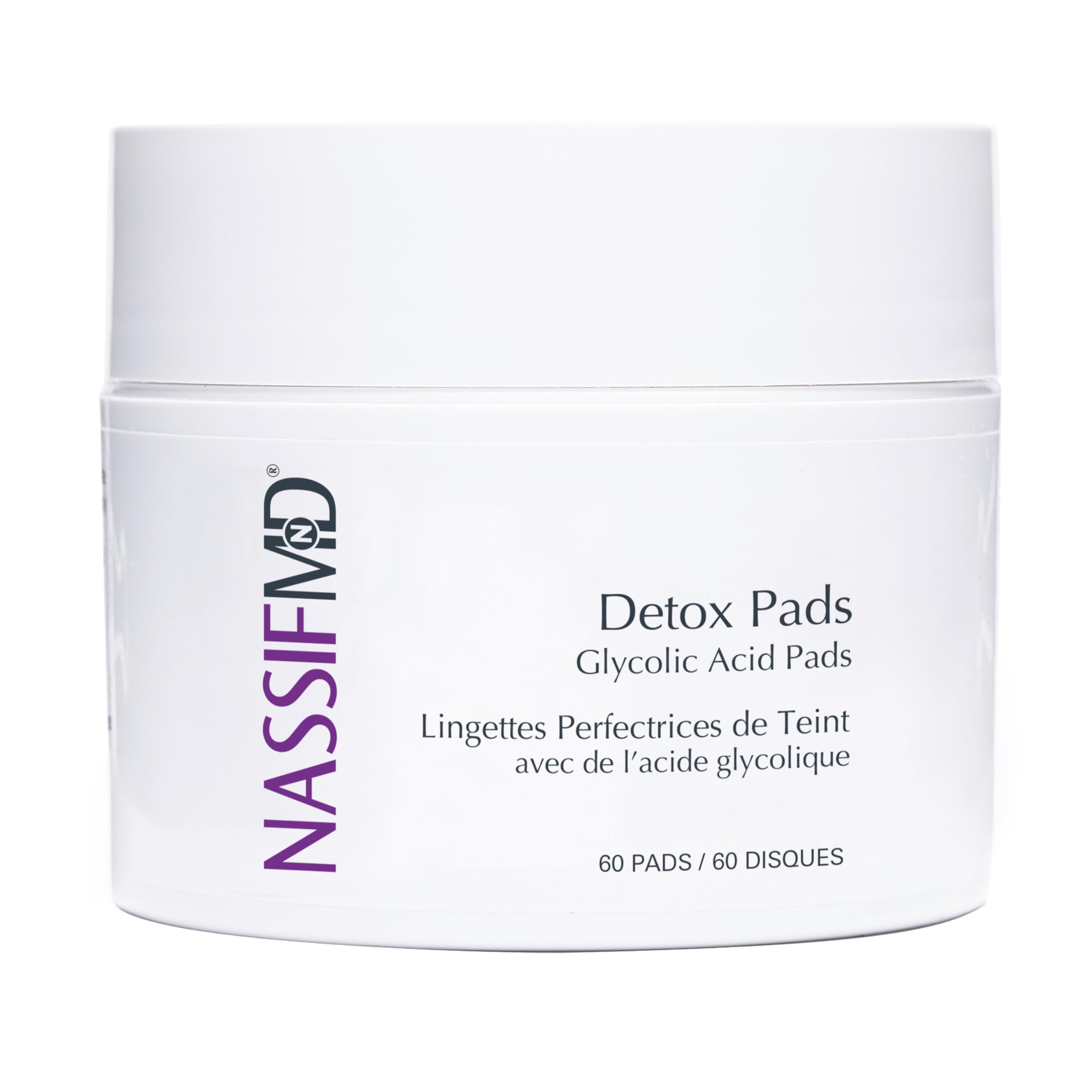 NassifMD Detox Pads Facial Radiance Pads, Glycolic Acid Pads, Witch Hazel Toner, Face Exfoliating Pads Salicylic Acid Wipes, BHA