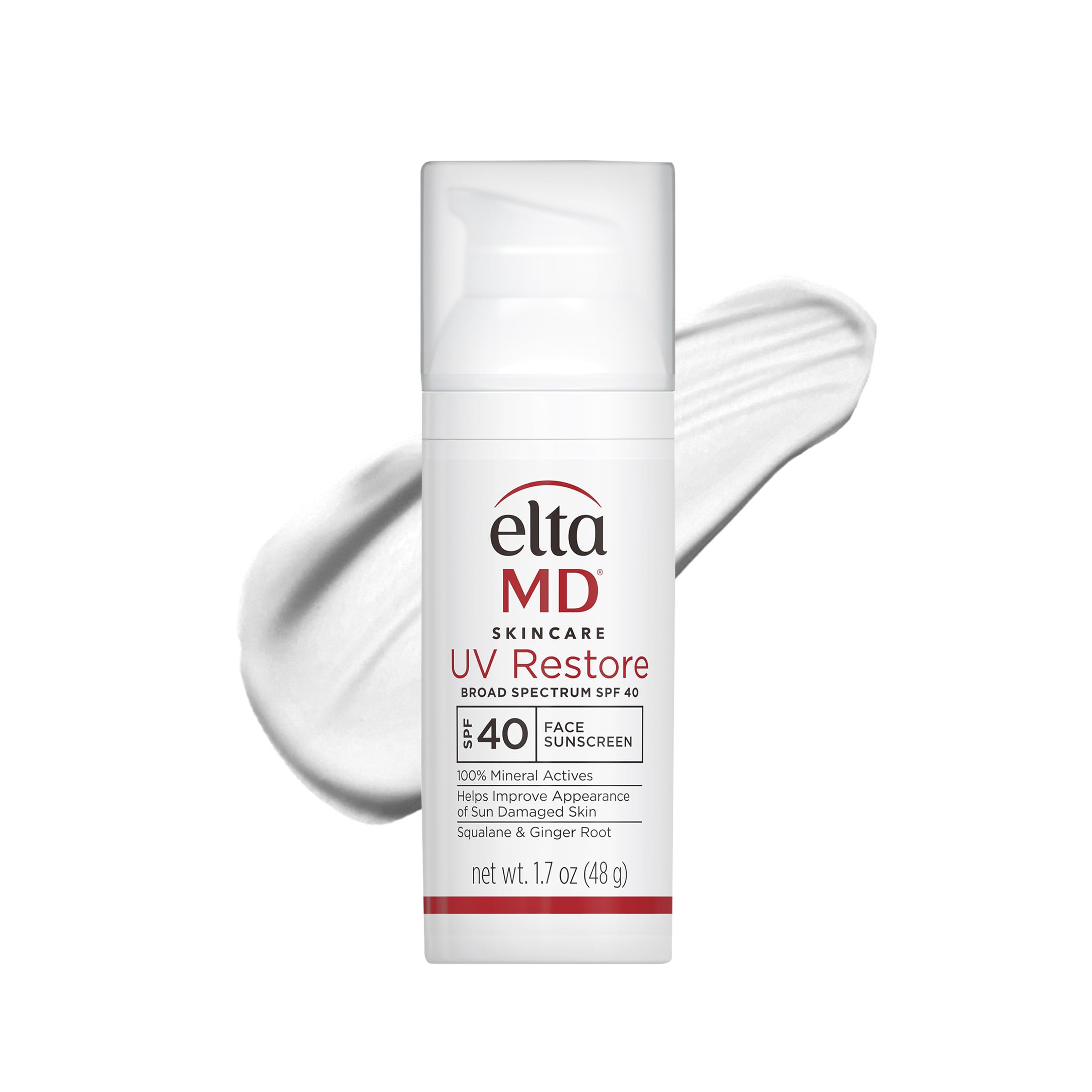 Eltamd Uv Restore Face Sunscreen, Spf 40, Mineral Sunscreen For Sun Damaged Skin Repair, Anti-Aging Zinc Oxide Sunscreen Formula