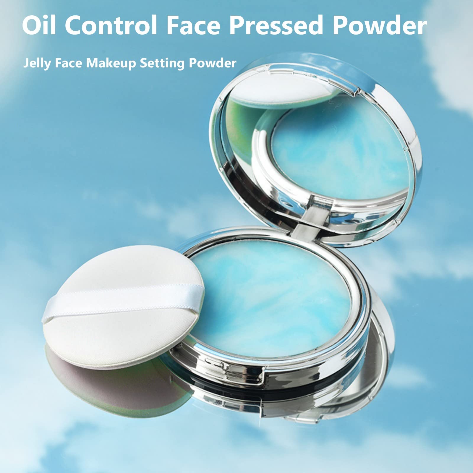 Oil Control Face Pressed Powder, Jelly Pressed Powder Face Makeup Setting Powder, Powder Free Delicate And Skin-Friendly, Flawle