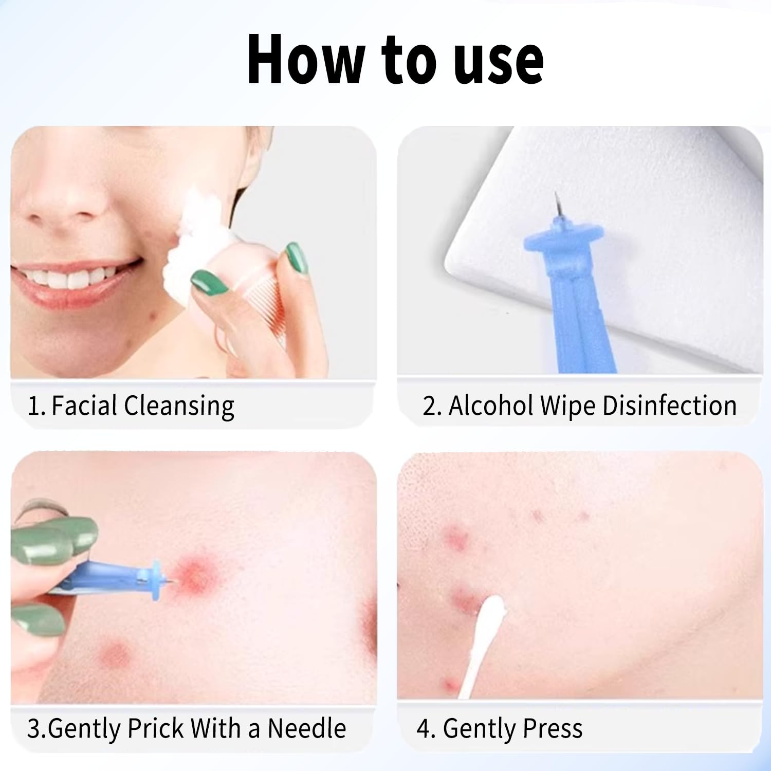 50 Pack Disposable Blackhead Remover Needles & Pimple Popper Tool Kit - Professional Acne Extractor Lancets for Whitehead, Comed