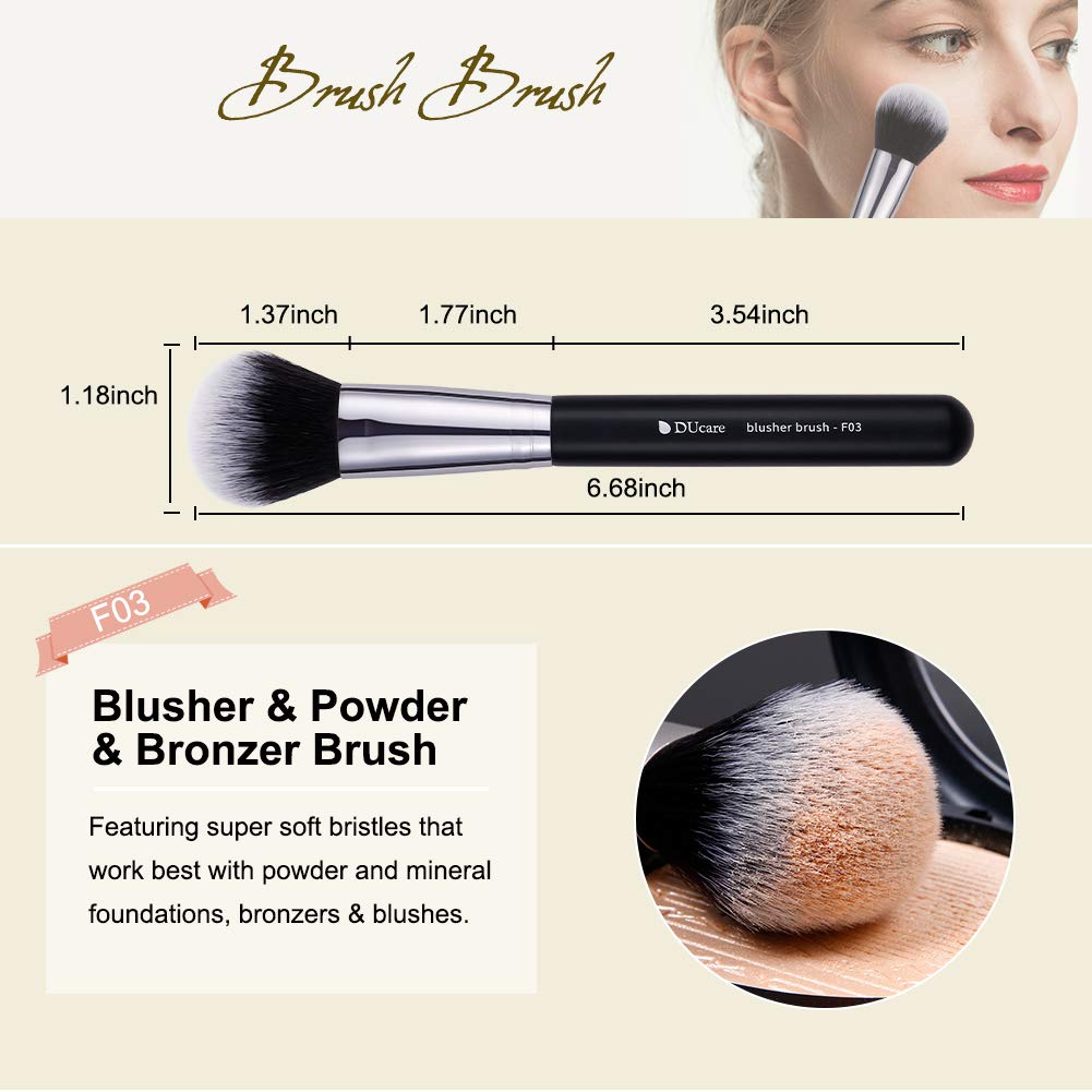 Ducare Makeup Kabuki Brushes 3Pcs Foundation Contour Brush Concealer Brush Under Eye Blusher Brush Face Blush Bronzer Travel Buf
