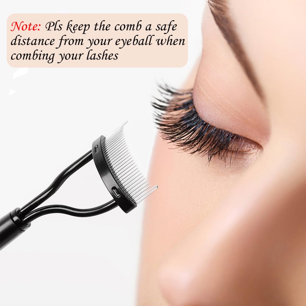 KINGMAS Eyelash Comb Separator, Eye Lash Separator Eyelash Definer Mascara Comb Applicator With Cover - Arc Designed
