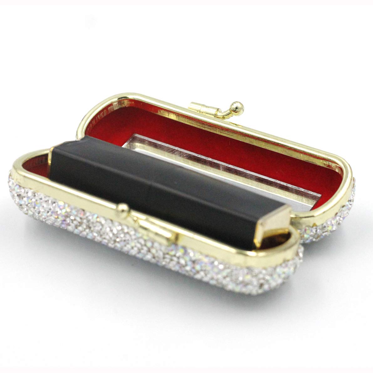 Bestbling Bling Rhinestone Crystal Lipstick Case Holder Organizer bag Cosmetic Storage for Women's Lipstick Jewelry Kit (Silver)