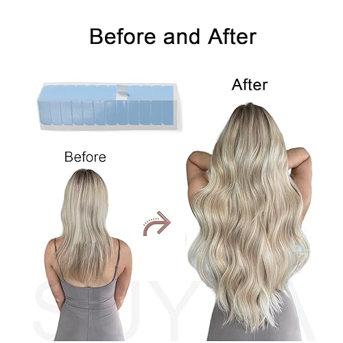 Suyya 120 Pieces Hair Extension Tape Tabs Double Sided Extension Tapes For Replacement 4Cm X0.8Cm (Blue 120 Pieces)