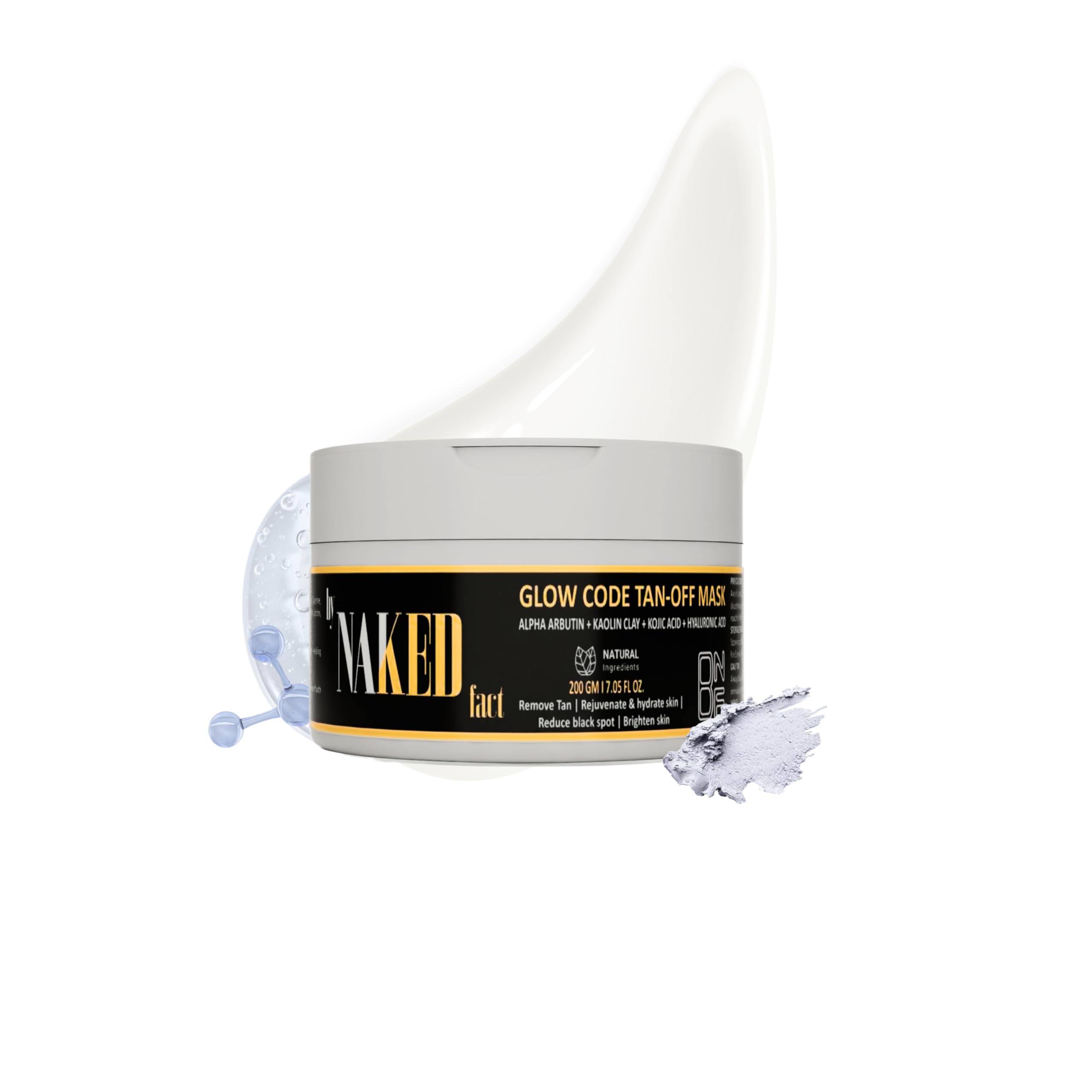 By Naked Fact DeTan Face Mask For Instant Brightening, Depigmentation And Tan Removal Face Pack With Alpha Arbutin, Kaolin Clay