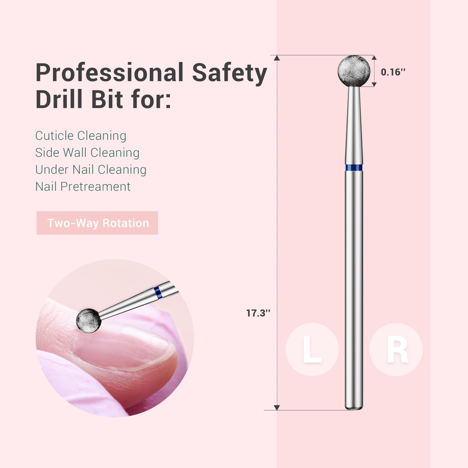 Melodysusie 4Mm Ball Shape Cuticle Clean Nail Drill Bit 3/32 ' ', Professional Safety Carbide Diamond Under Nail Cleaner For Cut