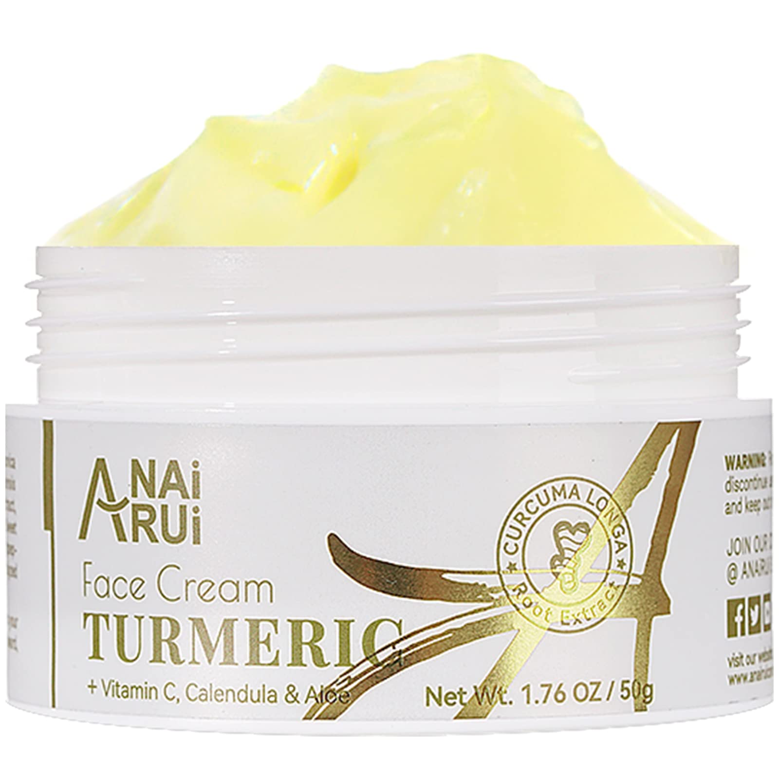 ANAI RUI Facial Moisturuzier, Turmeric Face Cream with Vitamin C for Hydrating, Firming, Tightening Skin, Turmeric Vitamin C Cre