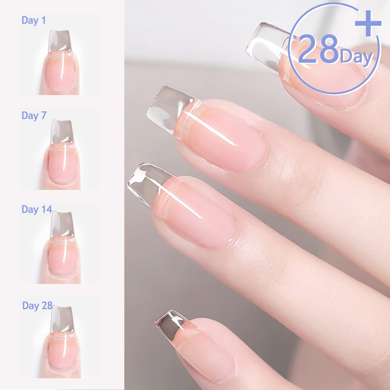 Builder Gel Lofuanna 56g LED/UV Clear Builder/Hard Gel For Nails Self-Leveling Formula Builder Gel with Nail Art Brush Nail File
