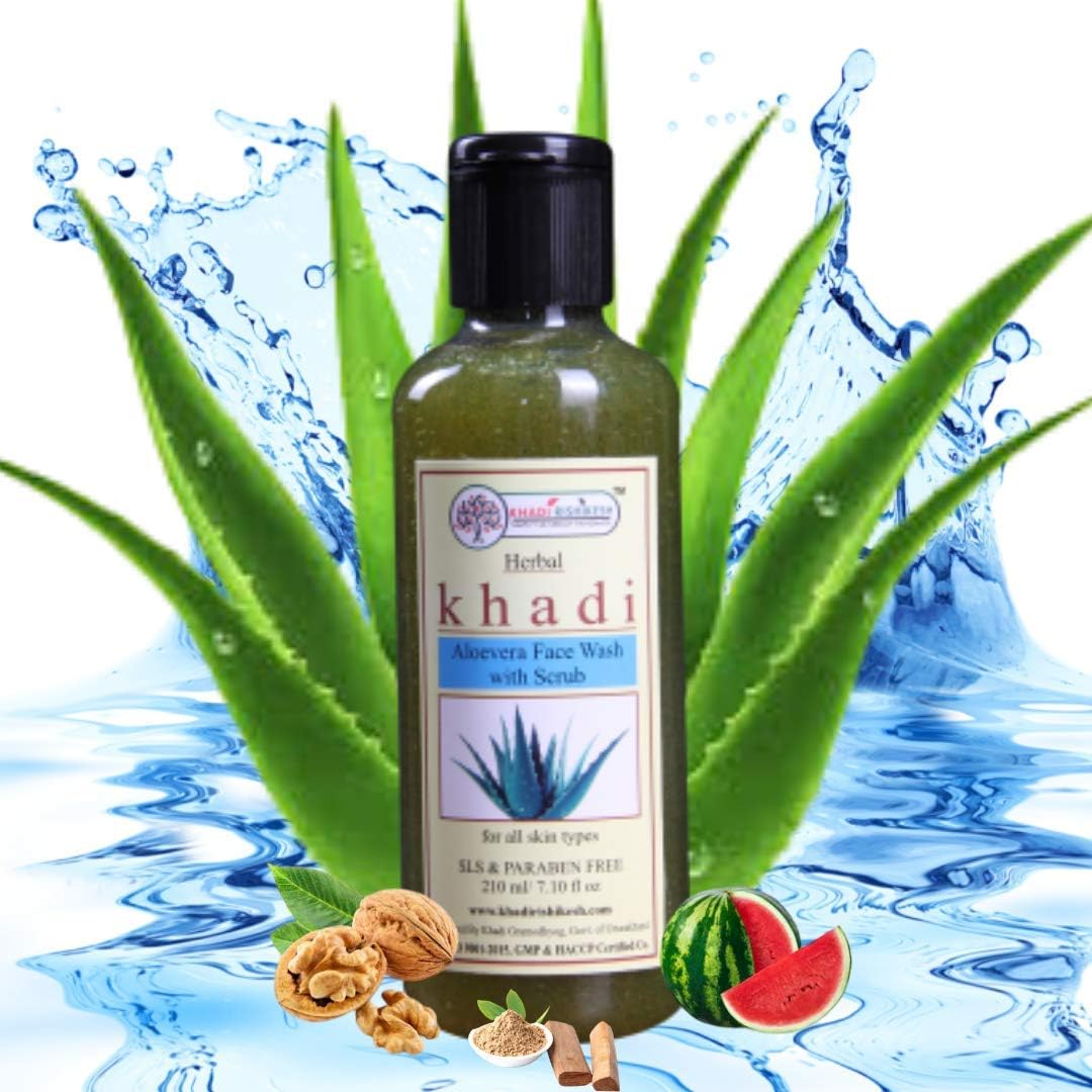 Khadi Rishikesh Herbal Aloevera Face Wash With Scrub Exfoliating Face Wash For All Skin Type,Tan Removal And Skin Brightening 21
