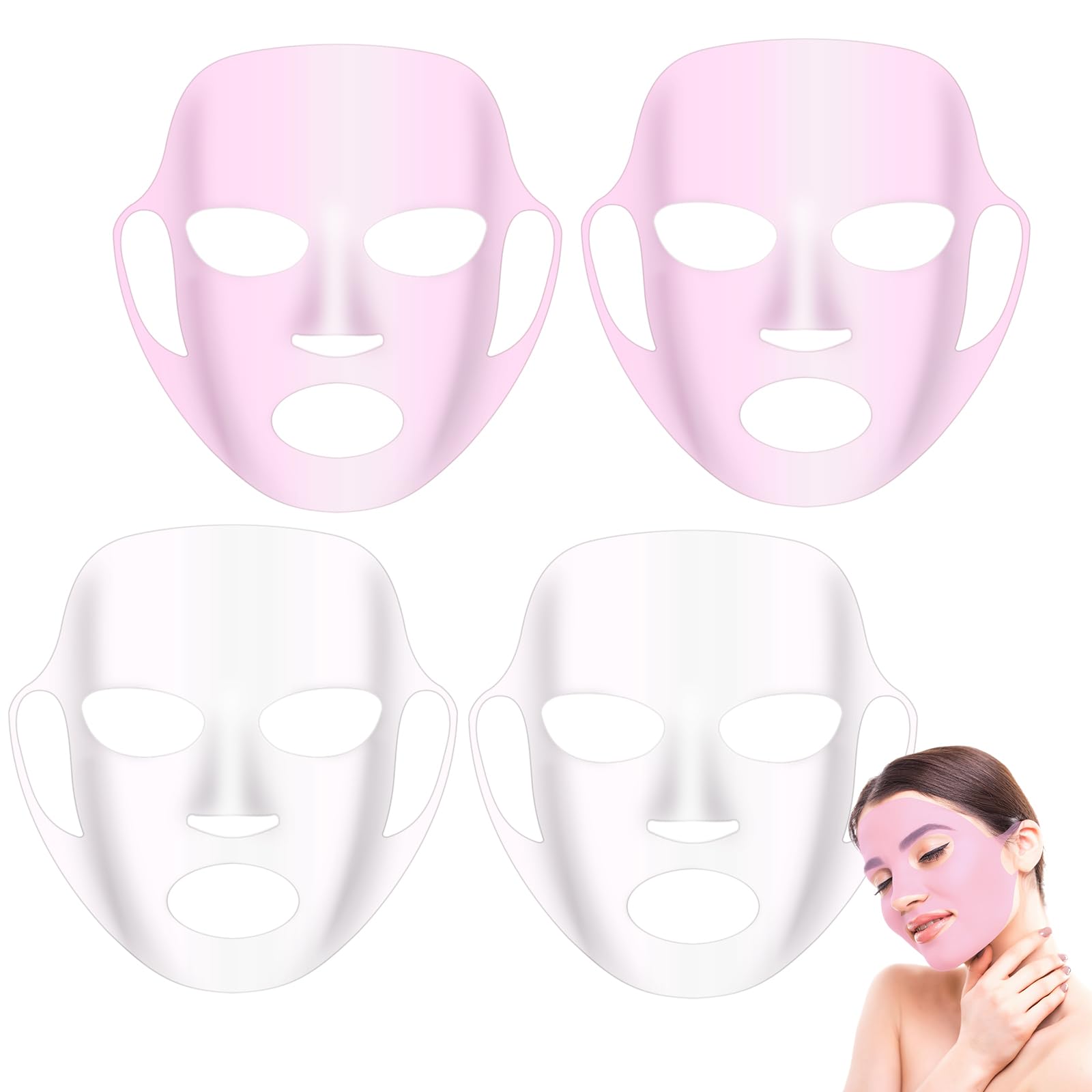 BOHUIZ 4 Pack Silicone Face Mask Cover, Reusable AntiWrinkle Face Mask Holder for Sheet Masks Moisturizing Facial Mask Cover Pr