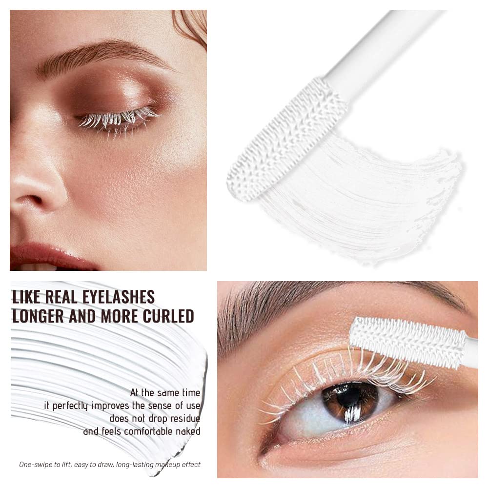 4D White Mascara Primer for Eyelashes Set, Super Volume Curly Thick Waterproof Non-Smudged Long lasting Charming Voluminous Lash