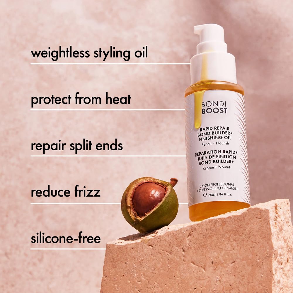 Bondiboost Rapid Repair Bond Builder + Finishing Oil [1.86 Fl Oz], Hair Oil For Damaged Hair, Strengthening & Nourishing Formula
