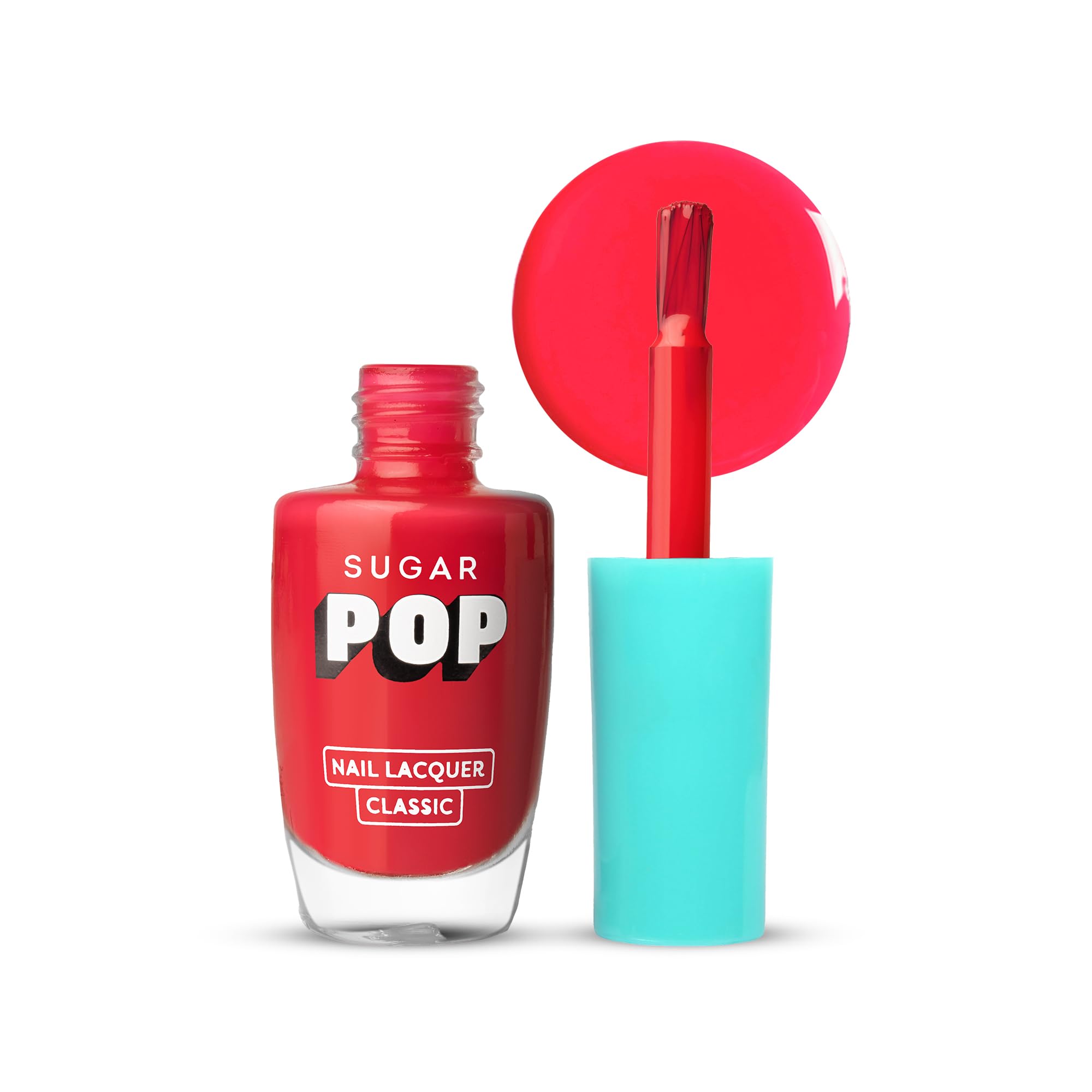 Sugar Pop Nail Lacquer 13 Red Alert (Cherry Red With Pink Undertone) | Dries In 45 Seconds | Chip-Resistant | Glossy Finish | Hi