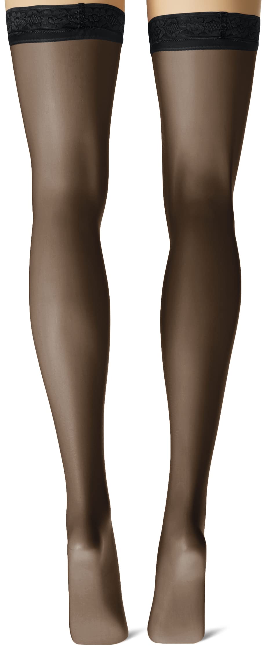Hanes womens Hanes Womens Silk Reflections Thigh High Stockings Sheer Toe 720 Pantyhose, Jet, g-H US