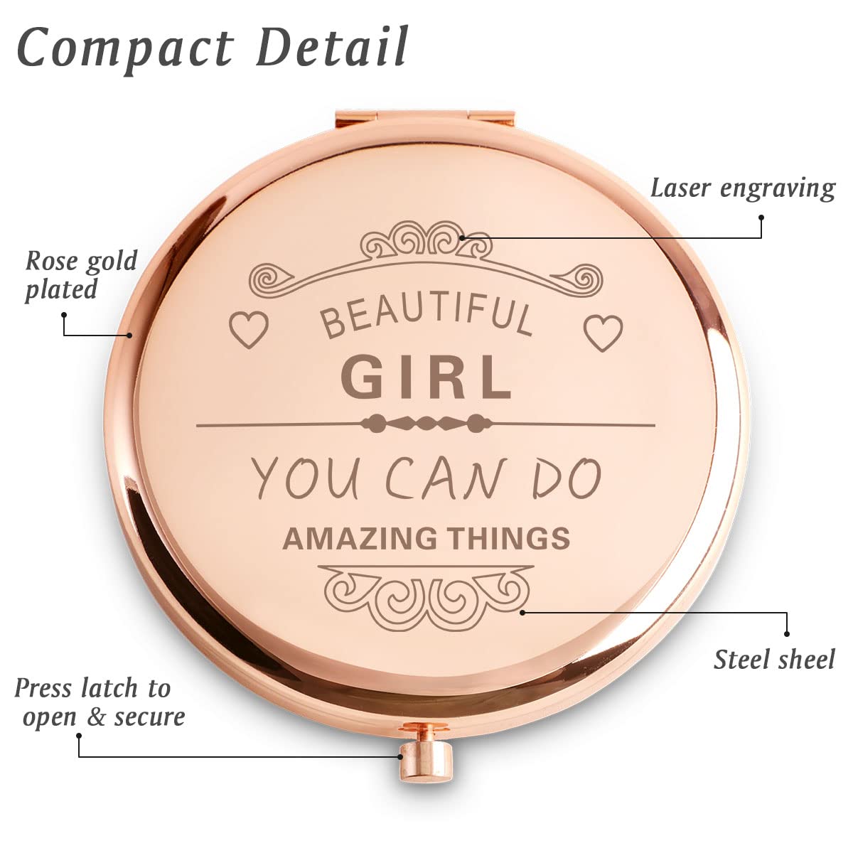 Mllxx Personalized Compact Mirrors Basket Stuffers, Inspirational Gifts For Women Girls Her Friends Niece Daughter Sister Wife G