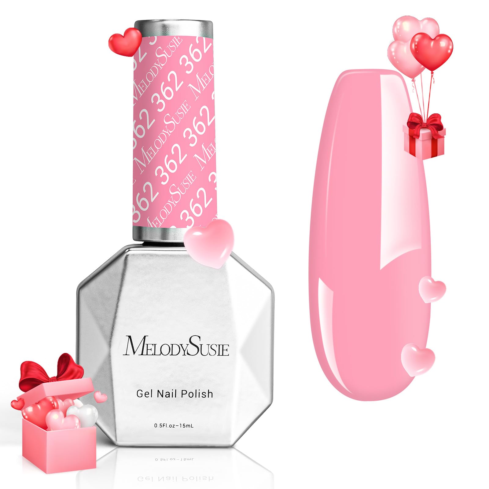 MelodySusie Thick Pink Gel Nail Polish,0.5fl oz Milky Pink Nails Soak Off UV LED Light Pink Gel Polish Christmas Gift for Women 