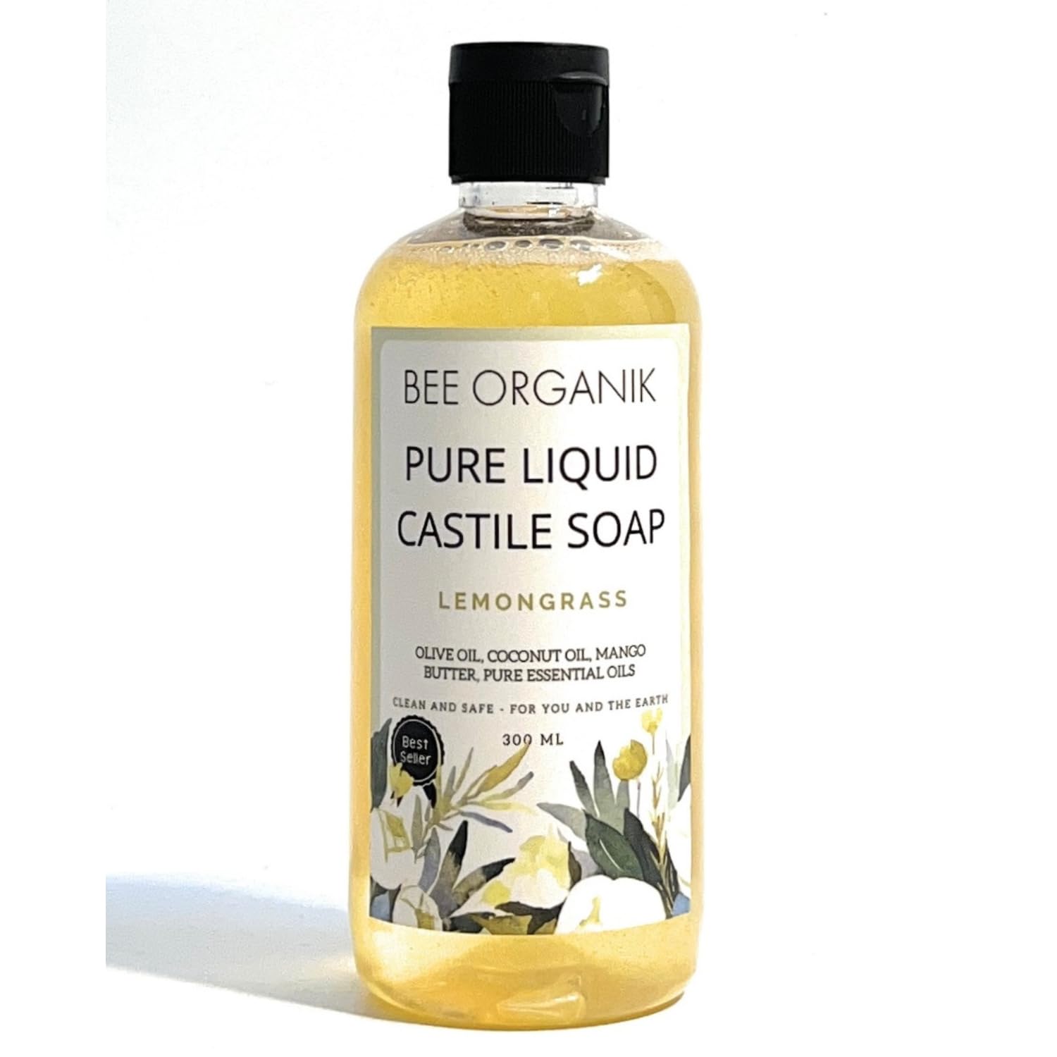 Bee Organik Lemongrass Liquid Castile Soap 300Ml