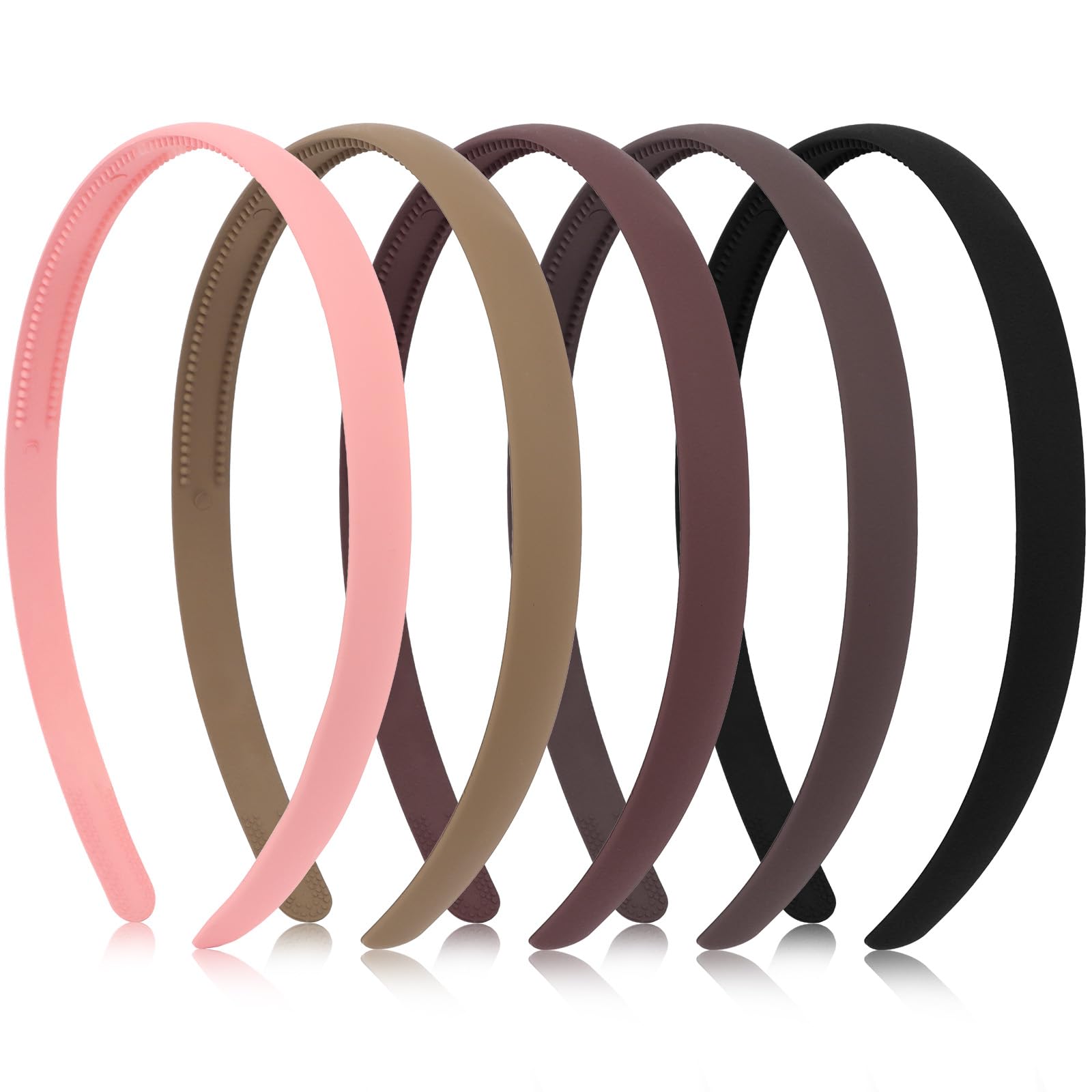 Wecoe 5pcs Thin Plastic Headbands for Women Girls 0.47inch Skinny NonSlip Teeth Neutral headbands Pack for Women & Girls  Fash