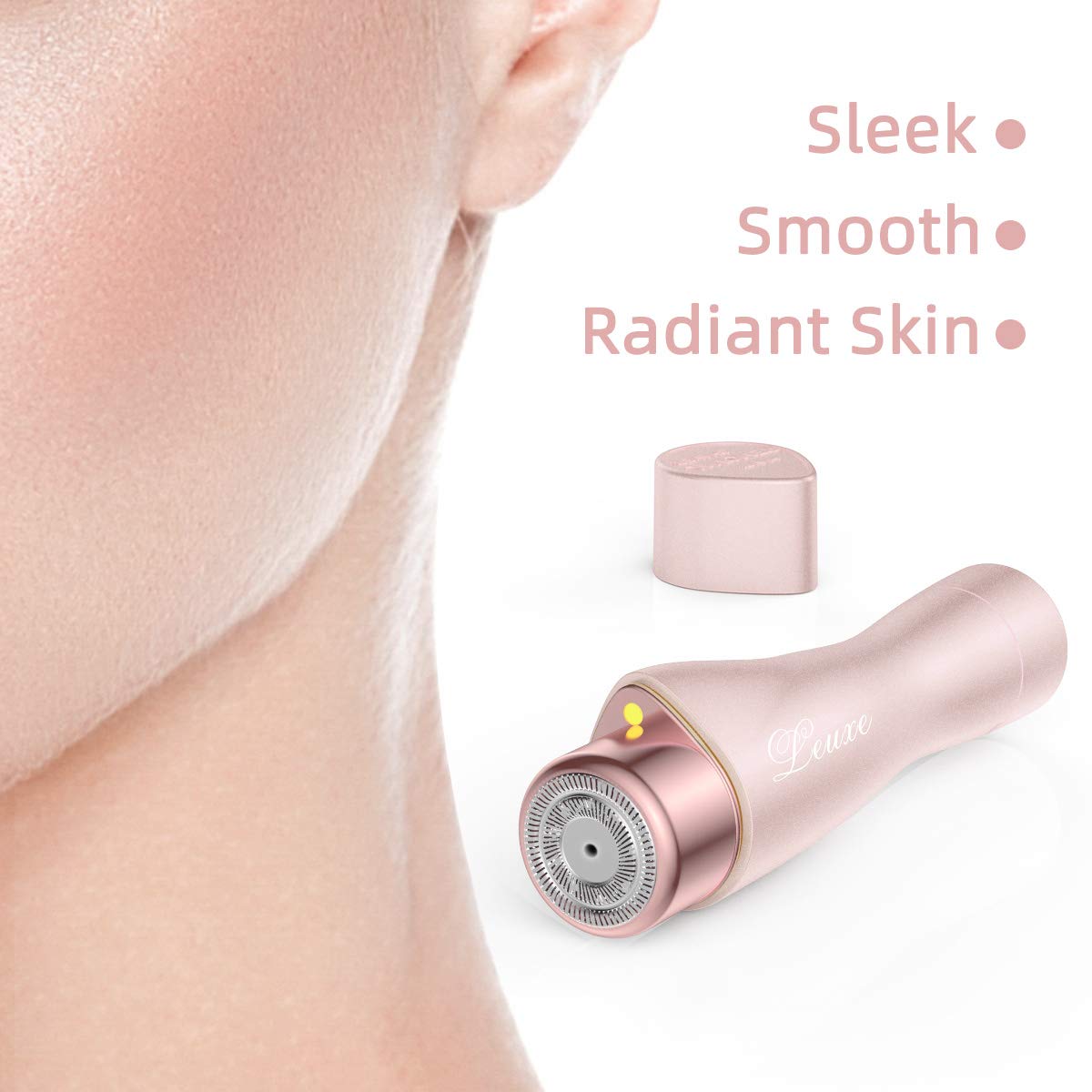 Facial Hair Remover For Women, Leuxe Painless Hair Removal Waterproof Shaver Razor With Led Light For Peach Fuzz Fine Hair Chin