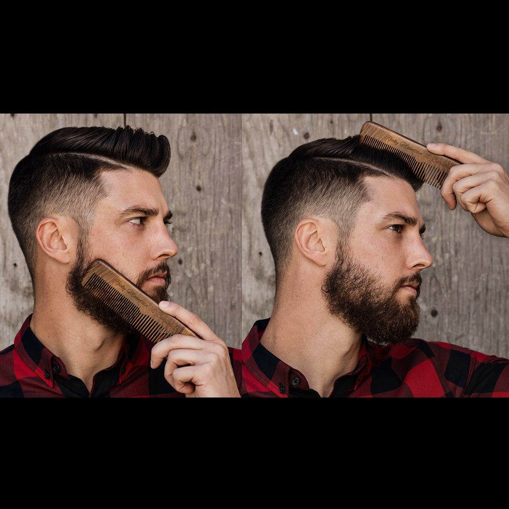 Hair Comb - Wood With Anti-Static & No Snag With Fine And Medium Tooth For Head Hair, Beard, Mustache With Premium Carrying Pouc