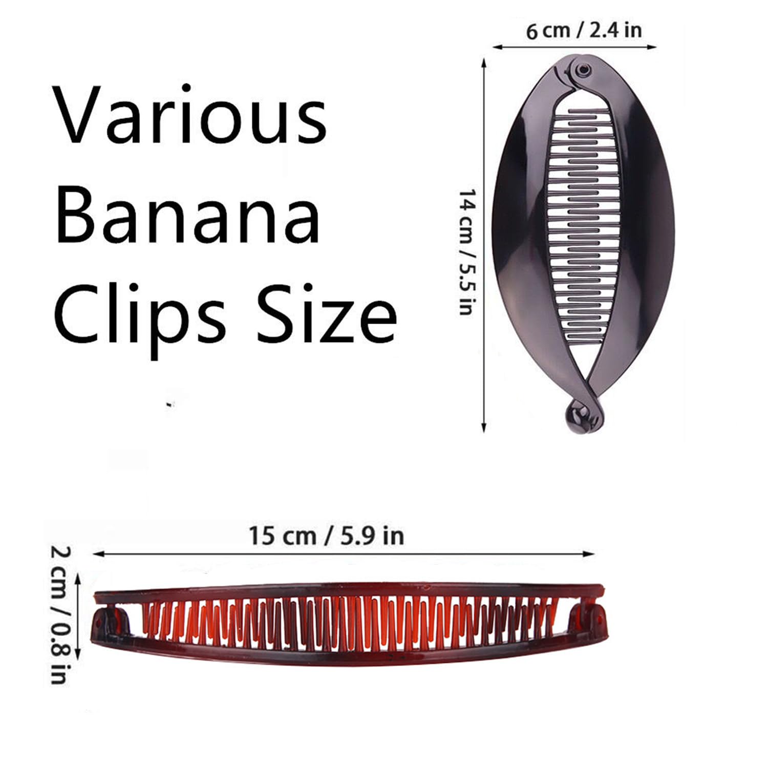 Banana Hair Clips for Women - Classic Fishtail Clincher Combs, Large Double Ponytail Holder Clips for Thin Hair
