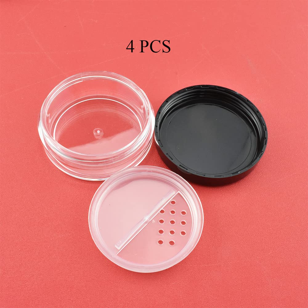 Hahiyo 4Pcs 10Ml/0.34Oz Plastic Empty Travel Powder Container Small Loose Powder Compact Case Makeup Cosmetic Jar Refillable Pow