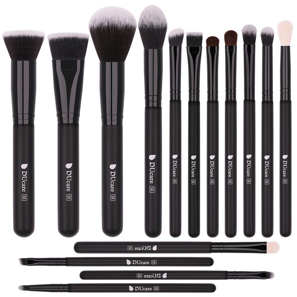 DUcare Makeup Brushes 15Pcs Premium Synthetic Kabuki Makeup Brush Set, Professional Foundation Concealers Powder Blush Blending 