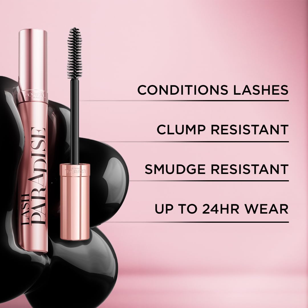 Loral Paris Makeup Lash Paradise Mascara, Voluptuous Volume, Intense Length, Feathery Soft Full Lashes, No Flaking, No Smudging,