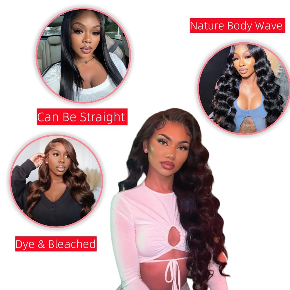 Body Wave Bundles Human Hair (28 30 32 34 Inch,4 Bundles Human Hair) Unprocessed Human Hair Bundles Double Weft Weave Brazilian