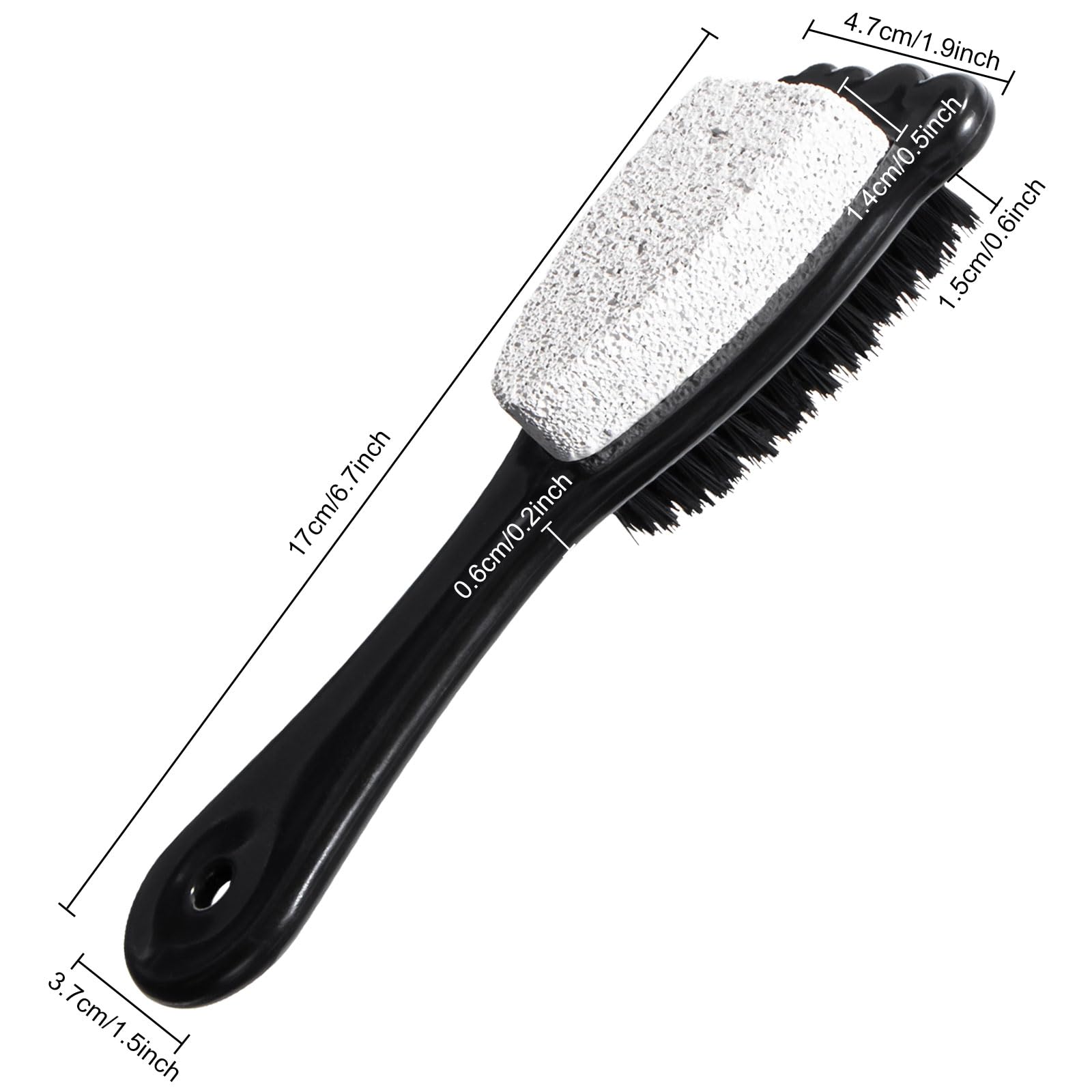 Beomeen Foot Brush and Pumice Stone Set, 3 Pcs Shower Scrubber for Exfoliation, Black, BME037, Deep Cleansing & Callus Remover