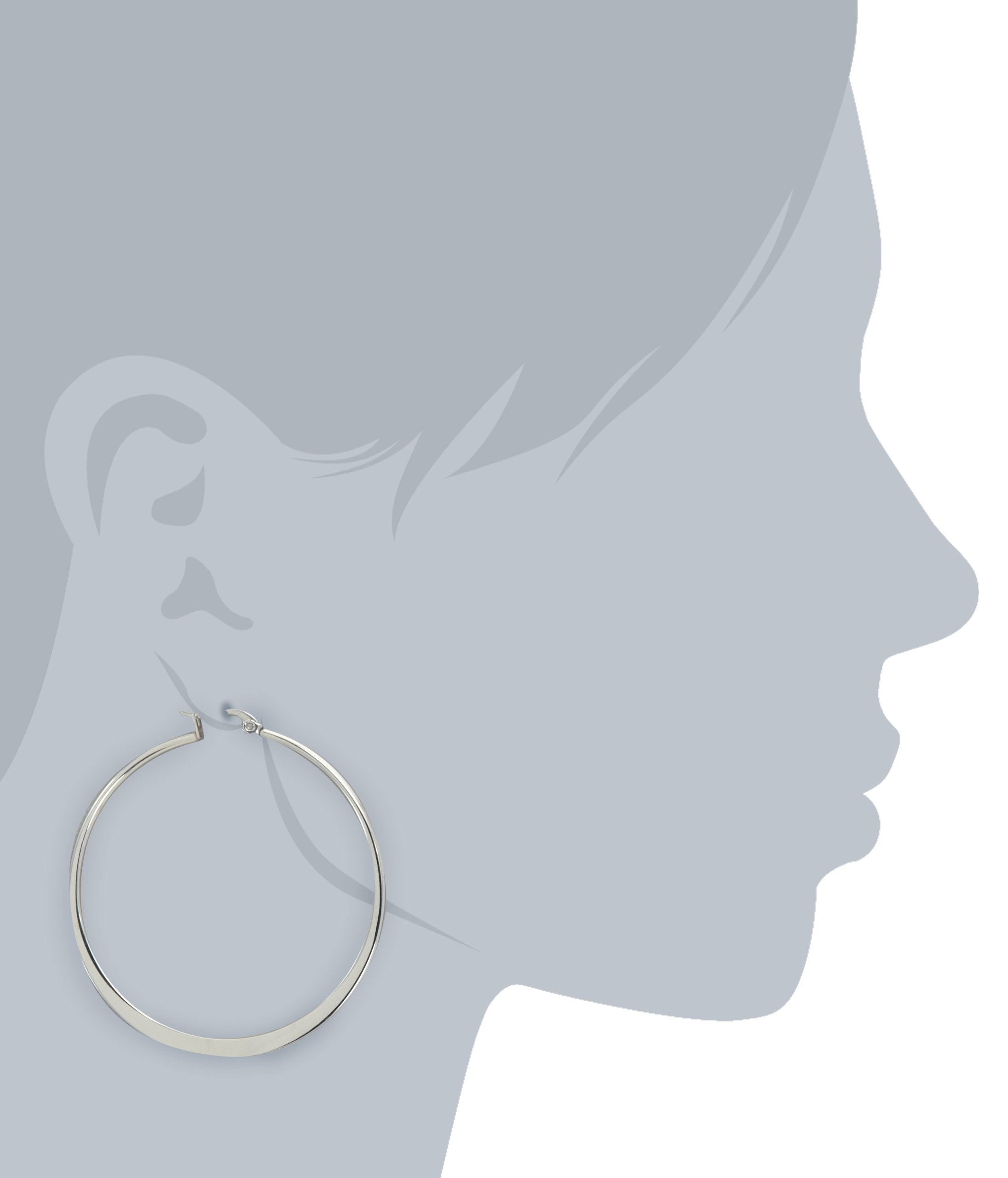 Amazon Essentials Stainless Steel Flattened Hoop Earrings (55mm) (previously Amazon Collection)