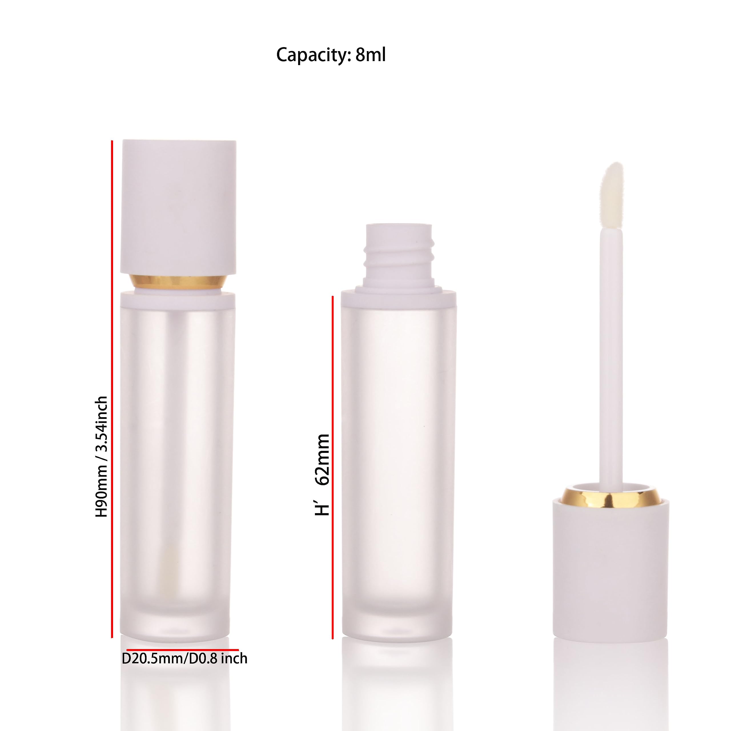 Cosidea 8Pcs Empty White Thick Lip Gloss Tubes 8Ml Lipgloss Tube With Wand Applicator For Lip Oil Tint Bottles Container